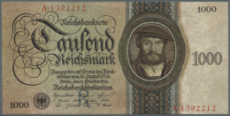 1000 Reichsmark 1924 Holbein-Serie, Ro.172a In Sehr Sauberer, Leicht Gebaruchter Erhaltung Mit Mittelknick.... - Autres & Non Classés