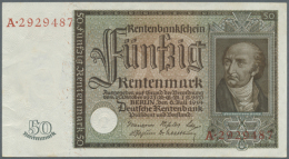 50 Rentenmark 1934, Ro.165 In Außergewöhnlich Sauberer Erhaltung, Drei Senkrechte Mittelknicke Und Knick... - Other & Unclassified