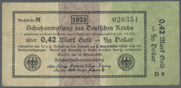 Deutsches Reich: 0,42 Mark Gold = 1/10 Dollar 1923, Ro.142, Stärker Gebrauchte Note Mit Einigen Knicken Und... - Andere & Zonder Classificatie