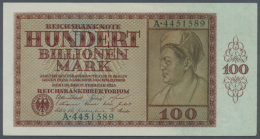 Deutsches Reich: 100 Billionen Mark 1924, Ro.137, Leichte Stauchungen Im Papier, Kleiner Eckknick Oben Rechts,... - Other & Unclassified