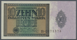 Deutsches Reich: 10 Billionen Mark 1924, Ro.134, Leicht Welliges Papier Am Rechten Rand, Sonst Einwandfrei.... - Autres & Non Classés