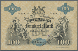 Württemberg: 100 Mark Der Württembergischen Notenbank Vom 1. Januar 1890, Ro.WTB 8 In... - [ 1] …-1871 : Etats Allemands