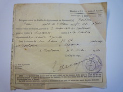 TITRE De TRANSPORT De Pierre  DUTHU  Militaire à Toulouse Et Se Rendant à ESPANOS (H-P)  1922   - Other & Unclassified