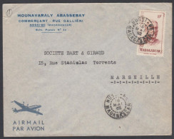 Madagascar 1952, Airmail Cover "Mounavaraly Abassebay" Nossi-Be To Marseille W./postmark Nossi-Be - Poste Aérienne