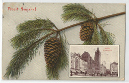 Suisse Bale Ville Bs - Basen - Marktplatz Prosit Neujahr ! 1908 Pomme De Pin - Basel