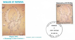 WALLIS Et FUTUNA Poste Aérienne 136 FDC 1er Jour : Hommage à Jean Cocteau Pégase 1957 Cachet MAta-Utu 30 Juin 1984 - FDC