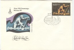 RUSSIA First Day Cover With Canadian Canoo Illustration And Stamp For The 1980 Olympic Games In Moscow - Kanu