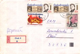 K9189 - Czechoslovakia (1987) Cheb 3 (R-letter) Tariff: 4 Kcs (stamp: 1 Kcs - ROH - Shifted Horizontal Perforation!) - Plaatfouten En Curiosa