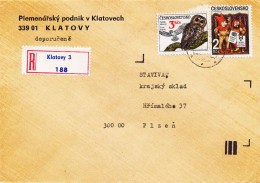 K9193 - Czechoslovakia (1987) Klatovy 3 (R-letter) Tariff: 5 Kcs (stamp: 3 Kcs - Shifted Horizontal Perforation!) - Plaatfouten En Curiosa