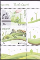 #199  ROMANIA 2016 EUROPA - BIKE, BICYCLE,TRACTOR,THINK GREEN!, FULL SET + LABELS IN PAIR! MNH ** - 2016