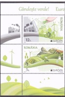 #199  ROMANIA 2016 EUROPA - BIKE, BICYCLE,TRACTOR,THINK GREEN!, FULL SET + LABELS IN PAIR! MNH ** - 2016