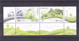 #199  ROMANIA 2016 EUROPA - BIKE, BICYCLE,TRACTOR,THINK GREEN!, FULL SET + LABELS IN PAIR! MNH ** - 2016