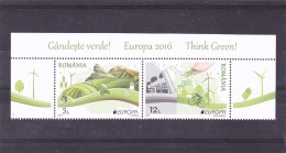 #199  ROMANIA 2016 EUROPA - BIKE, BICYCLE,TRACTOR,THINK GREEN!, FULL SET + LABELS IN PAIR! MNH ** - 2016