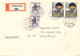 K9196 - Czechoslovakia (1975) Velhartice (R-letter) Tariff: 4 Kcs (stamp: 2x 1,60 Kcs - Shifted Vertically Perforation!) - Abarten Und Kuriositäten