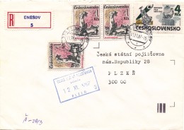 K9197 - Czechoslovakia (1987) 330 38 Unesov (R-letter) Tariff: 7 Kcs (stamp: 4 Kcs - Shifted Horizontal Perforation!) - Plaatfouten En Curiosa