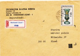 K9199 - Czechoslovakia (1986) 353 01 Marianske Lazne 1 (R-letter) Tariff: 4 Kcs (stamp: Shifted Vertically Perforation) - Variétés Et Curiosités