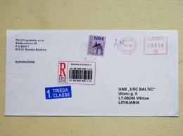 Cover Sent From Slovakia To Lithuania 2010 Registered Atm Machine Red Cancel - Briefe U. Dokumente