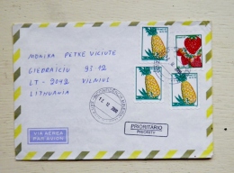 Cover Sent From Brazil  To Lithuania 2000 Fruits - Lettres & Documents