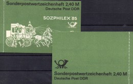 EXPO-Heftchen 1985 DDR MH 8 ** 8€ Markenheft Sozphilex Postkutsche Mit HBl.18 Mit 8ZD 2965/66 Carnet Booklets Bf Germany - Markenheftchen