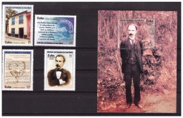2003 Jose Marti 4 Values Set +s/s  MNH - Unused Stamps