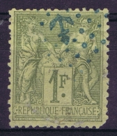 France:  Yv  82  Cachet ANCRE En Bleu , Cachet De Bord Des Paquebots - 1876-1878 Sage (Typ I)