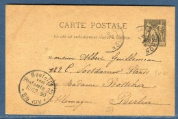 France - Entier Postal Type Sage Pour Berlin En 1890   Réf O 23 - Cartoline Postali E Su Commissione Privata TSC (ante 1995)