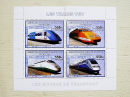 SALE! M/s Sheetlet Of 4 Stamps From Congo Mnh Les Trains TGV Transport Railway Locomotive 2006 - Mint/hinged