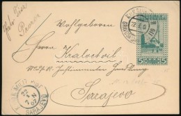 1907 Díjjegyes LevelezÅ‘lap ,,GRAVOSA-SARAJEVO 110' Vasúti Bélyegzéssel - Autres & Non Classés