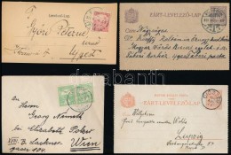 1900-1918 8 Db Küldemény, Közte 4 Db Külföldre, Zárt LevelezÅ‘lapok,... - Autres & Non Classés