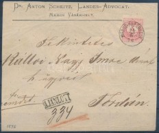 1876 5kr + 10kr Távolsági Ajánlott Levélen / On Registered Domestic Cover... - Autres & Non Classés