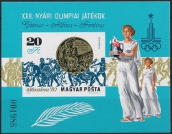 ** 1980 Olimpiai érmesek (IV.) Vágott Blokk (4.000) - Autres & Non Classés