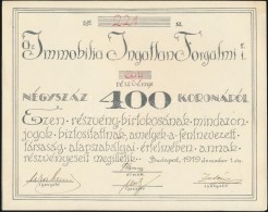 Budapest 1919. 'Az Immobilia Ingatlan Forgalmi Részvénytársaság'... - Unclassified
