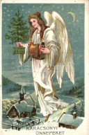 T2/T3 'Kellemes Karácsonyi Ünnepeket' / Christmas Greeting Postcard, Angel (EK) - Unclassified