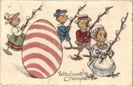 T3 'Boldog Húsvéti ünnepeket' / Easter Greeting Postcard, Chickens, B. K. W. I. 1127. (fa) - Non Classés