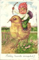 T2/T3 'Boldog Húsvéti ünnepeket' / Easter Greeting Postcard, Chickens, HACO No. 6870 (EK) - Unclassified