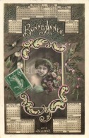 * T2 'Bonne Année' / New Year Greeting Postcard, Calendar, Lady - Unclassified