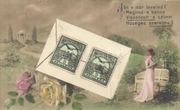 T2/T3 Romantic Postcard With Hungarian Stamp (fa) - Unclassified