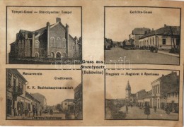 ** T4 Storoschynez, Storozynetz; Synagogue, Market Square, Savings Bank, 
Municipal Authorities, Credit Club,... - Non Classés