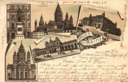 T2 Mainz, Guttenbergdenkmal, Dom, Stadthalle, Central Bahnhof / Statue, Dome, Town Hall, Railway Station, Floral,... - Non Classés