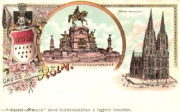 ** T1 Köln, Cologne; Dom, Denkmal Kaiser Wilhelm I / Dome, Statue, Coat Of Arms, Franck Coffee Advertisement,... - Non Classés