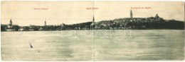 * T3 Zimony, Zemun, Semlin; Látkép, Kétrészes Panorámalap / 2-tiled Folding... - Non Classés