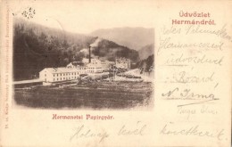 * T2 1899 Hermánd, Hermanecz, Harmanec; Papírgyár, Kiadja Ivánszky Elek / Paper Factory - Non Classés