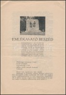 1941 Emlékavató Beszéd, Mely Elhangzott Az Egykori Tizenegy Cs.és K. Magyar... - Autres & Non Classés