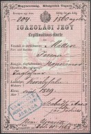 1868 Magyar Királyság által Kiállított Igazolási Jegy, Rajta Vas Megye... - Unclassified