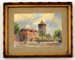 Julius Weiss (?-?) : Nürnberg Frauentor 1913. Akvarell, Papír, üvegezett Keretben. 14×19 Cm - Other & Unclassified