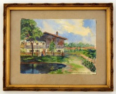 Julius Weiss (?-?) : Ház A Faluszélen 1911. Akvarell, Papír, üvegezett Keretben.... - Other & Unclassified