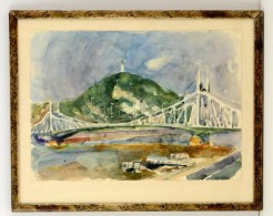 Somlai Vilma (1938-2007): Szabadság Híd. Akvarell, Papír, Jelzett, üvegezett Keretben,... - Other & Unclassified