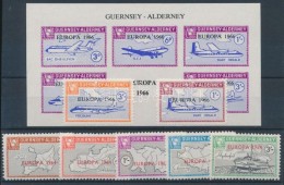 ** Guernsey-Alderney1964-1966 Európa - RepülÅ‘ 7 Klf Felülnyomott Bélyeg + Blokk - Autres & Non Classés