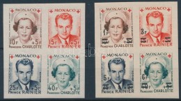 ** 1949-1951 Mi 397-400 + 451-454 Vágott összefüggések /
Imperforate Blocks Of 4 - Autres & Non Classés