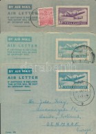 1951-1953 3 Db Légi Díjjegyes Levél Dániába Küldve - Autres & Non Classés